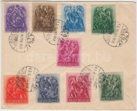 1938 Légi levél Jeruzsálembe a Szent István sor 9 bélyegével / Airmail cover to Jerusalem