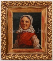 Horváth István: Cigánylány, olaj, farost, jelzett, antik keretben, 28×21 cm
