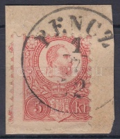 1871 Réznyomat 5kr képbe fogazva / Mi 10 with shifted perforation 'PENCZ'