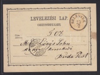 1874 Díjjegyes levelezőlap 'BELÉNYES' (Erdély) - Budapest