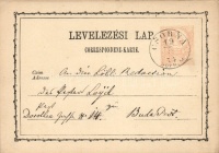 1874 2kr díjjegyes levelezőlap 'CSORNA/SOPR.M.' - 'DEBRECZEN'