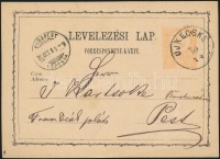 1874 2kr díjjegyes levelezőlap / PS-card 'UJKÉCSKE' - 'BUDAPEST'
