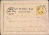 1874 2kr díjjegyes levelezőlap / PS-card 'TISZA-SZAJOL/HEVES.M.' - 'BUDAPEST'