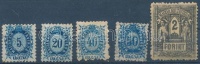 1873 Távirda kőnyomat 5kr, 20kr, 40kr, 50kr, 2Ft (betapadás)