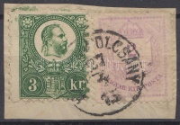 1871 Réznyomat 3kr + 1874 2kr vegyes bérmentesítés / Mi 9 + 15 mixed franking '(NAGY-TA)POLCSÁNY' Certificate: Rend
