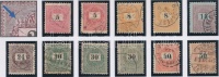 1889 11 db feketeszámú krajcáros bélyeg 'E', lemezhibával