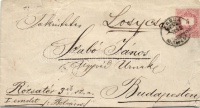1880 5kr díjjegyes boríték 'KASSA BUDAPEST 9' vasúti bélyegzéssel Budapestre