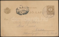 1898 Millenniumi 2kr díjjegyes levelezőlap (Visegrád, Esztergom) 'ALVINCZ-VÖRÖSTORONY 256' vasúti bélyegzéssel