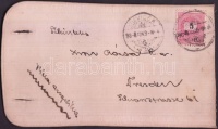 1898 Bőr mandzsetta 5kr bélyeggel / leather cuff with 5kr stamp 'UJVIDÉK' - Dresden