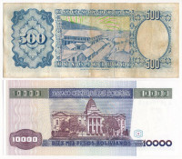 Bolívia 1981. 500P + 1984. 1000P T:I-III az egyiken foltBolivia 1981. 500 Pesos Bolivianos + 1984. 1000 Pesos Bolivianos C:UNC-F spot on one
